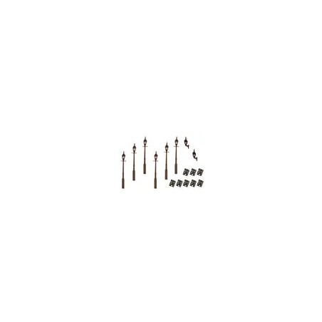 LML-VPGBK DCC Concepts 4mm Scale Gas Lamps Value Pack - Black (2x Wall Lamps, 6x Street/Platform Lamps)