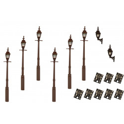 LML-VPGBK DCC Concepts 4mm Scale Gas Lamps Value Pack - Black (2x Wall Lamps, 6x Street/Platform Lamps)