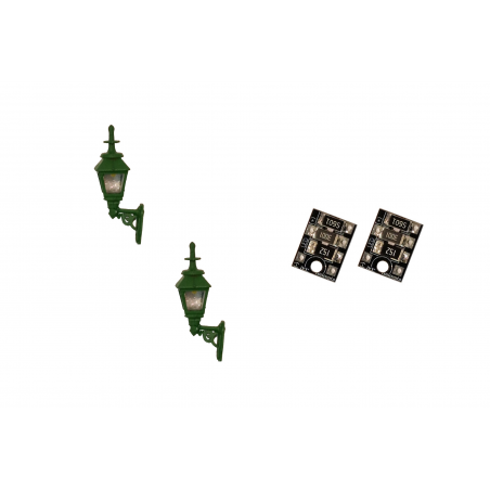 DCC Concepts 4mm Scale Gas Wall Lamps – Green (2 pack)